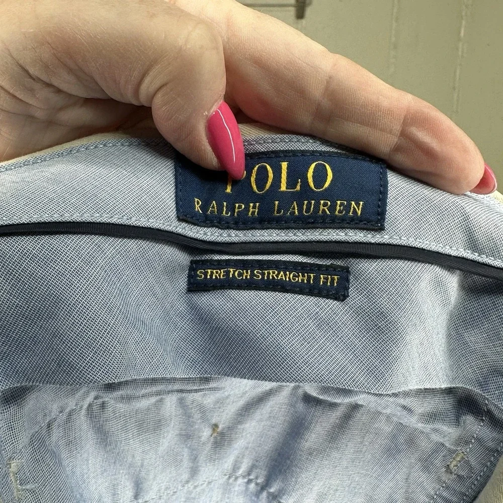Polo Ralph Lauren Mens Chino Pants 35x30 Tan Stretch Straight Fit Preppy‎ Office